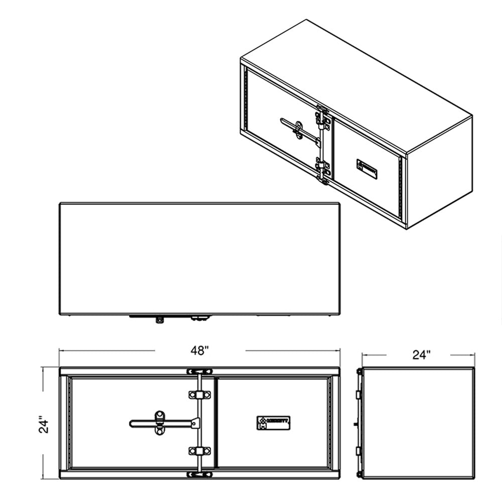 48"L x 24"D x 24"H Smooth Aluminum Cam Lock Toolbox