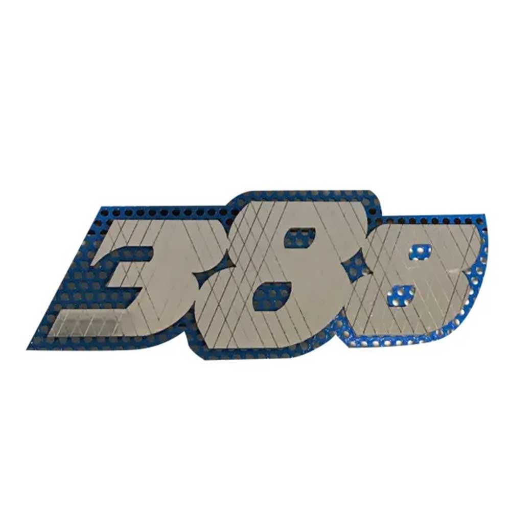 Peterbilt 388 Small Stainless Steel Logo with Diamond Lines