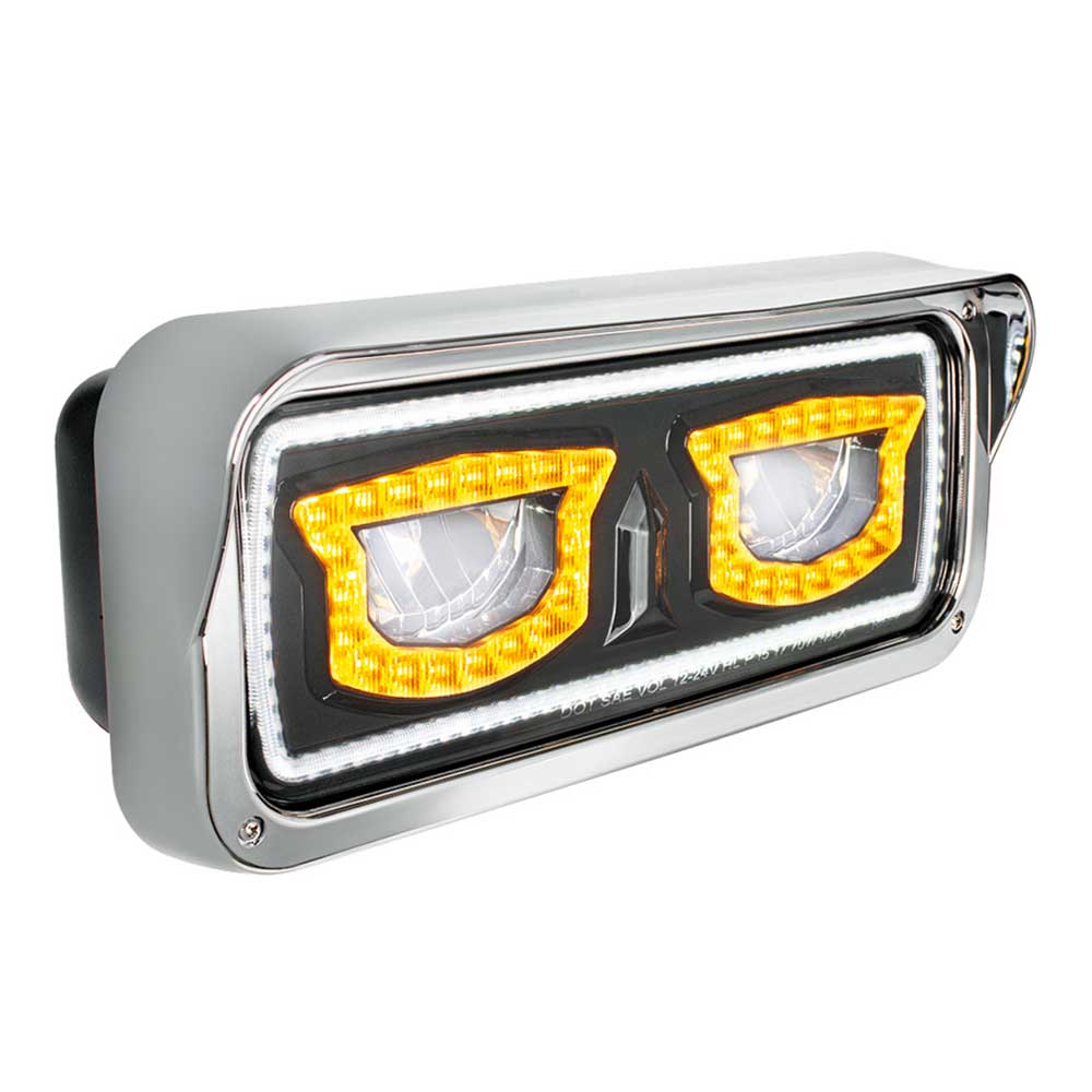 High Power LED Black Inner Housing Headlight w/ Turn Signal, Position Light