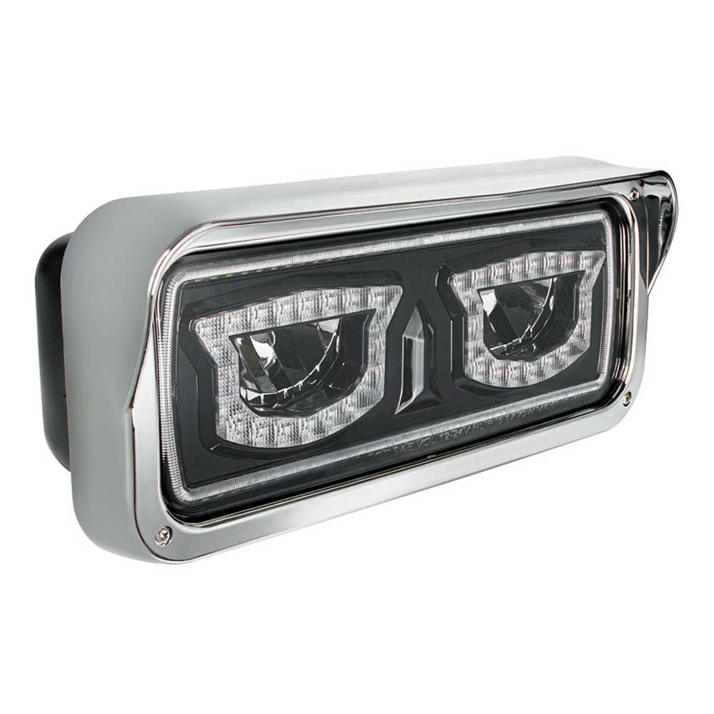 High Power LED Black Inner Housing Headlight w/ Turn Signal, Position Light