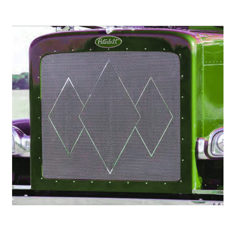 Peterbilt 379, 357, 377, 378, 385 1/4" Circle Triple Diamond Punched Grille Insert