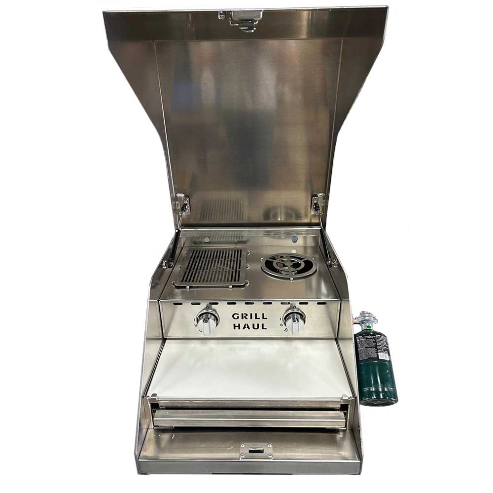 Grillhaul Semi-Truck Portable Propane Black Grill with Diamond Cover