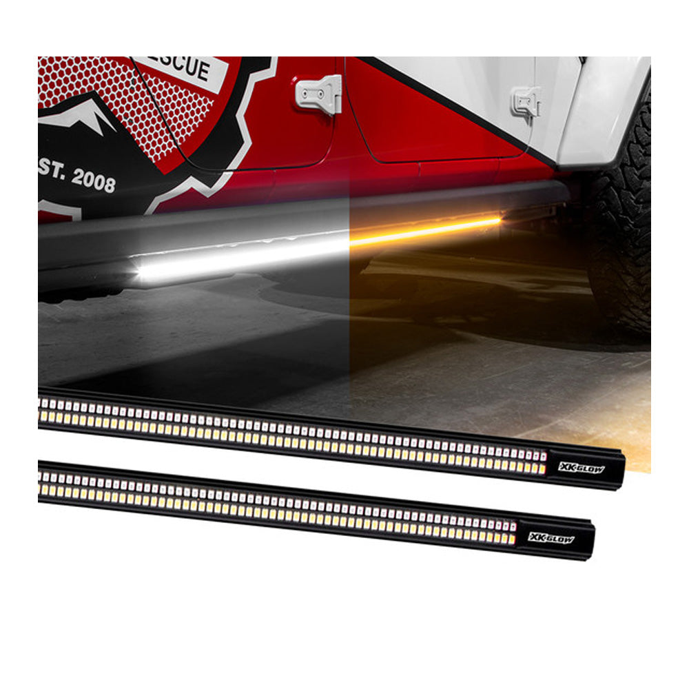 48" White and Amber LED Running Board Light Bar with Turn Signal Function