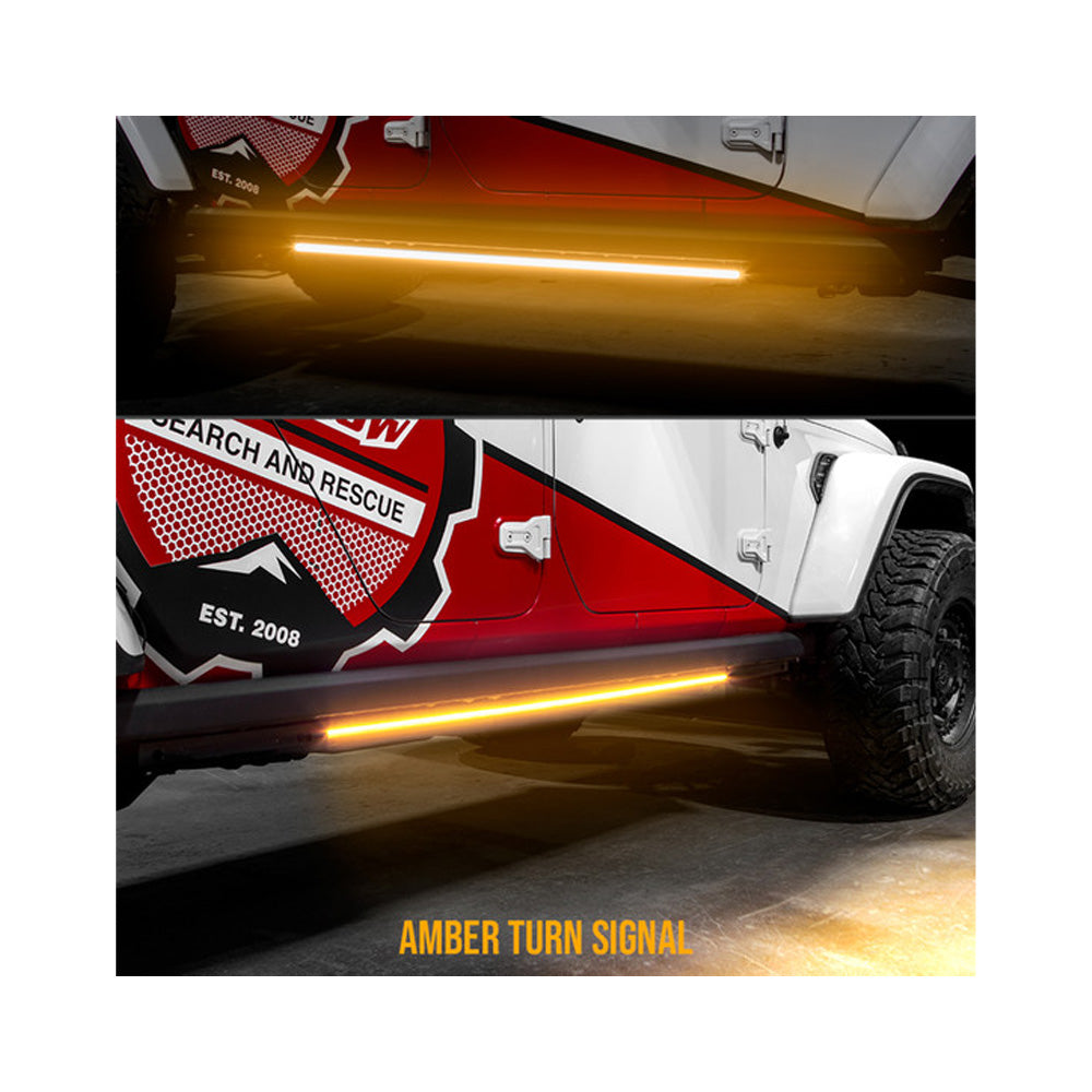 48" White and Amber LED Running Board Light Bar with Turn Signal Function