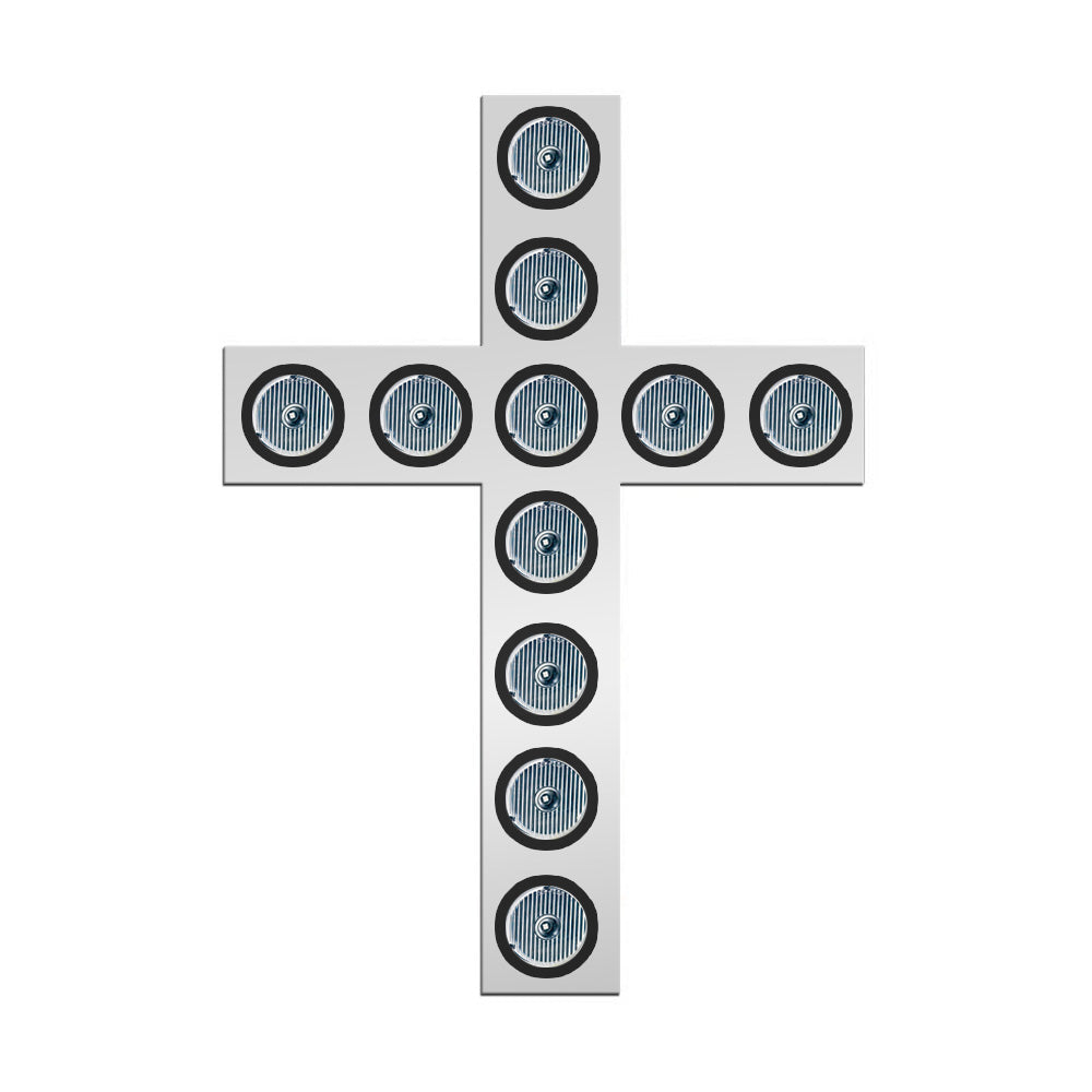 Stainless Steel LED Lighted Cross with 11 Amber/Clear 2" Lights