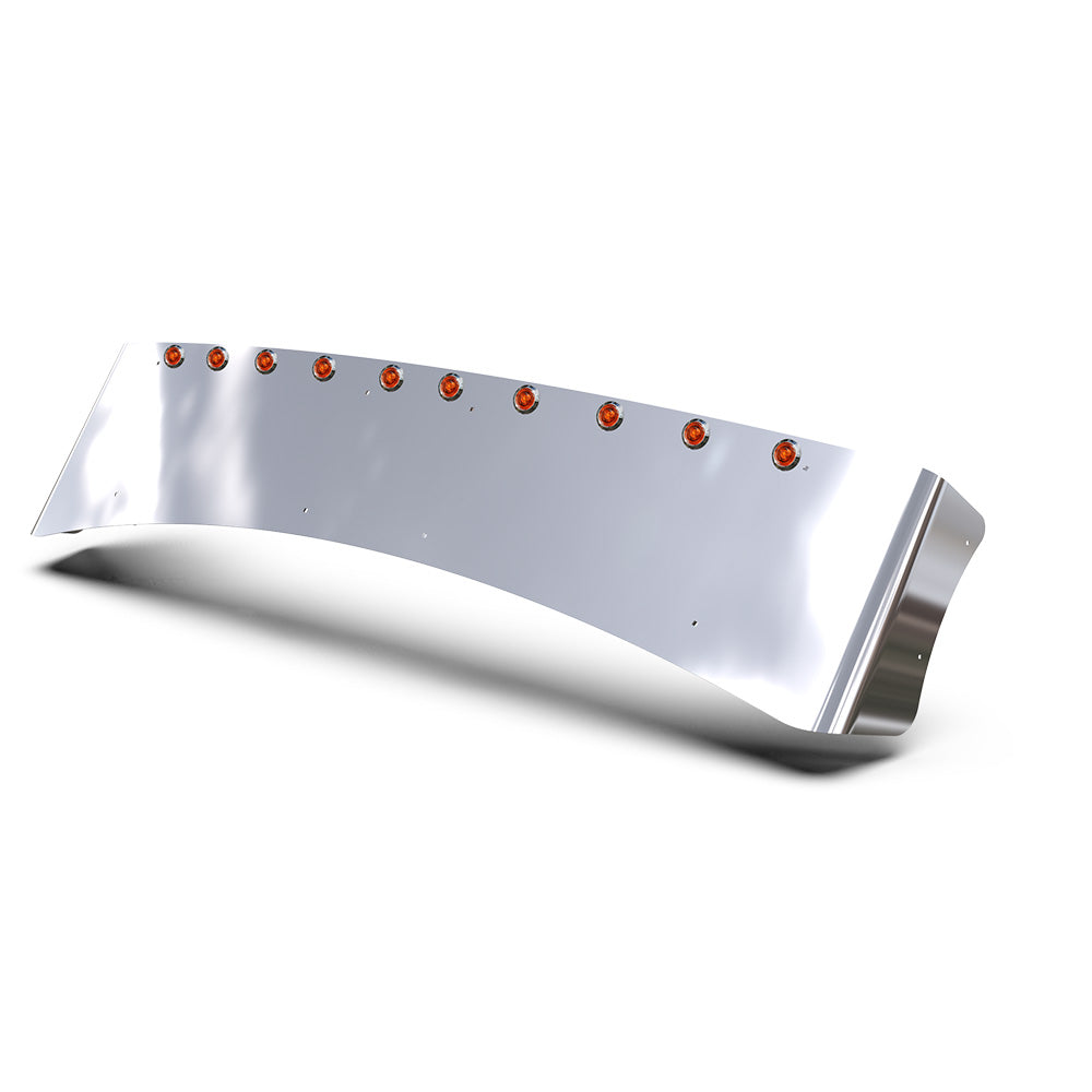 AERO 304 SS Visor KW T680, T880, W990 with Ten Amber LED Bullseye Lights