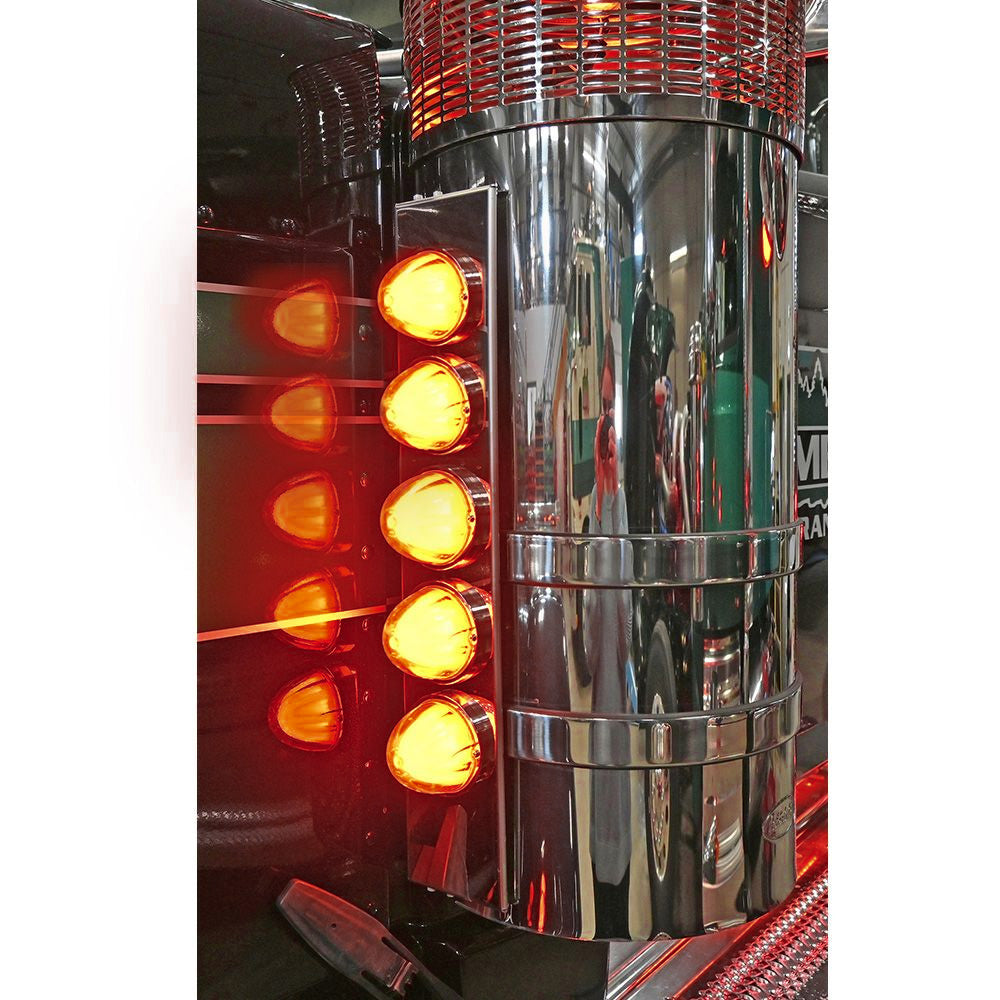 Peterbilt 589 Front SS AC Bars 5 GLO Amber Watermelons for 15" Donaldson