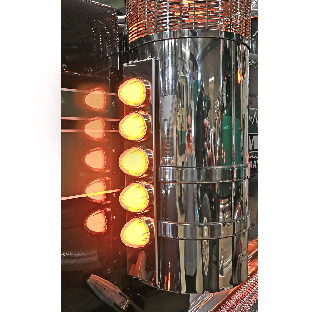 Peterbilt 589 Front SS AC Bars 5 GLO Amber Watermelons for 15" Donaldson