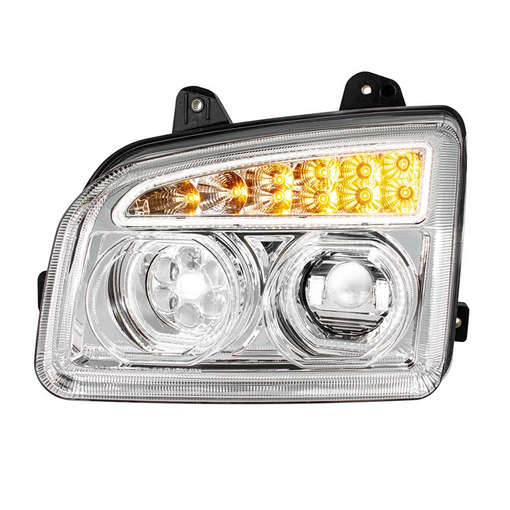 Kenworth T880 LED Headlight with Turn Signal and White Halo