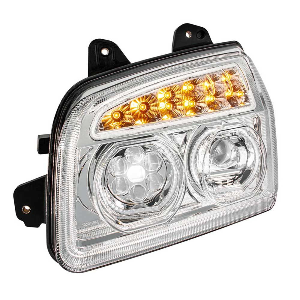 Kenworth T880 LED Headlight with Turn Signal and White Halo