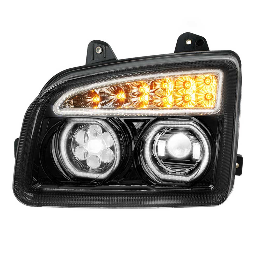 Kenworth T880 LED Headlight with Turn Signal and White Halo