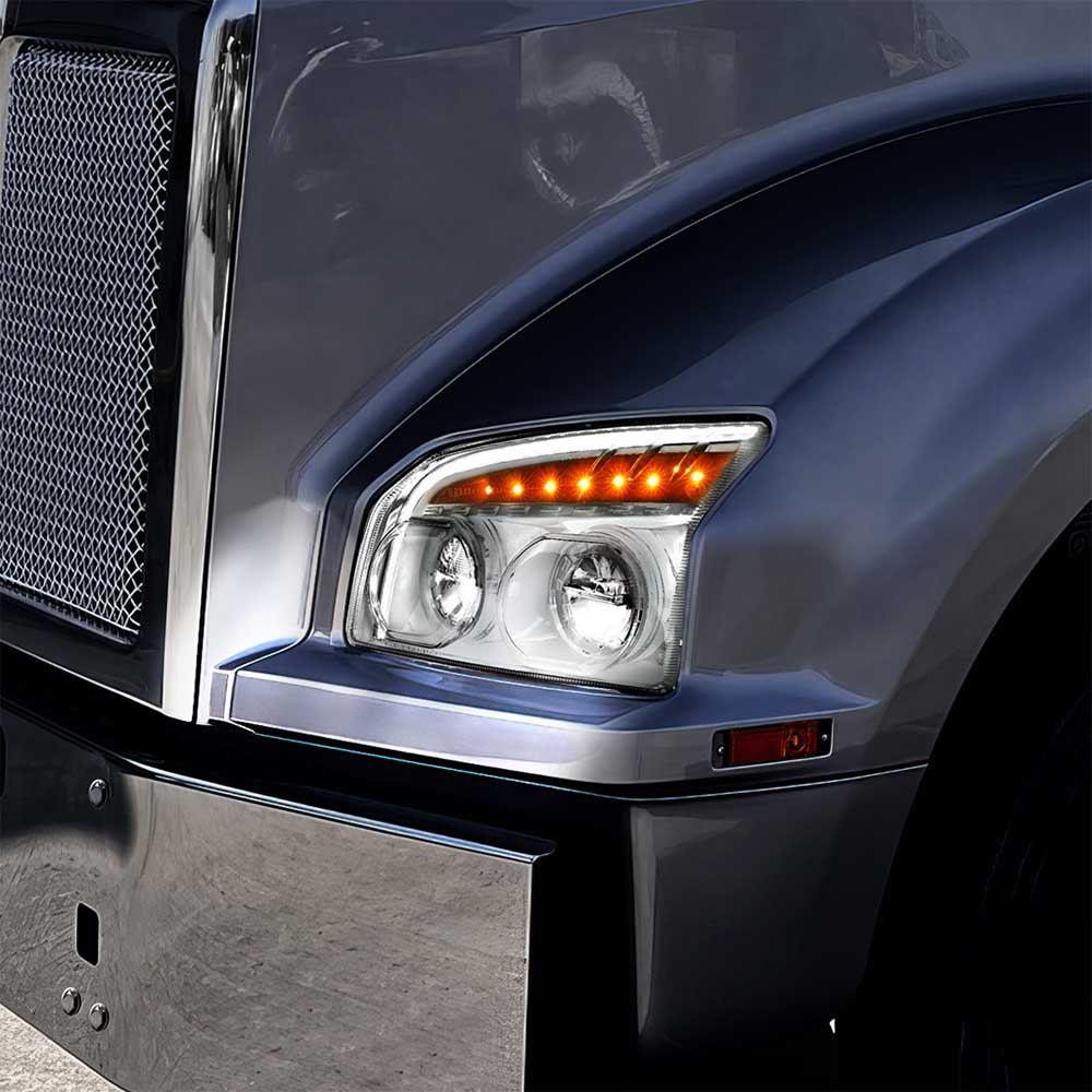Kenworth 2015+ T880 Headlight with Turn Signal, Light Bar