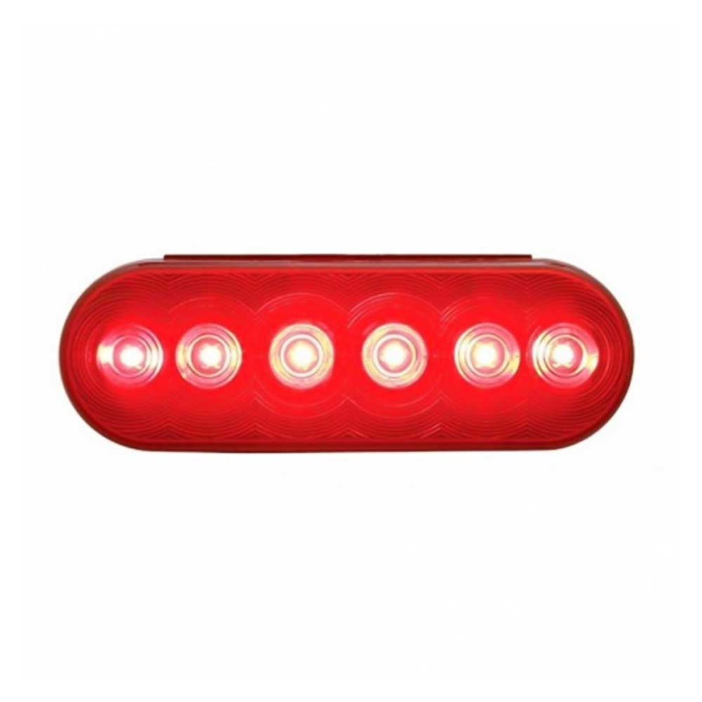 6" Oval Stop, Turn, Tail Red 6 LED Light Kit