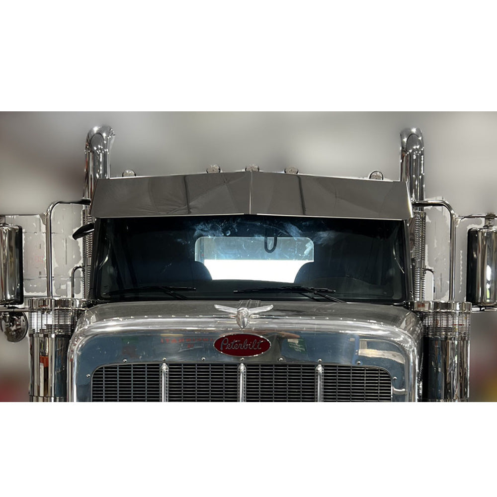 Peterbilt 589 Flat Top Stainless Steel 12" Drop Visor