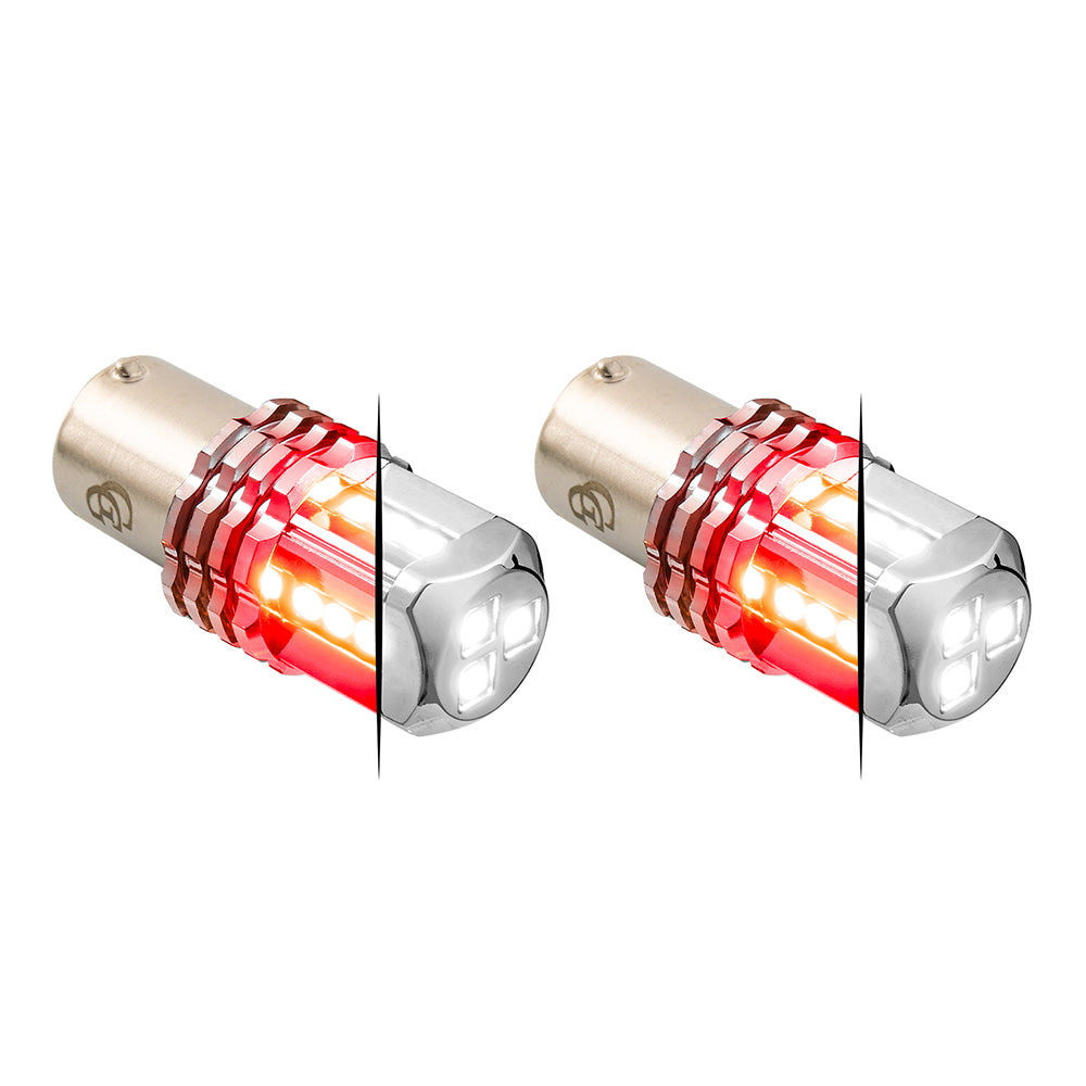 Dual White Base High Power Tower LED 1157 Mini Bulb - Pair