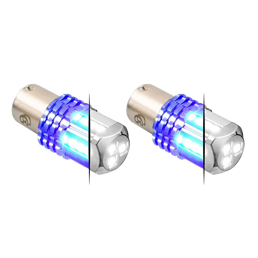 Dual White Base High Power Tower LED 1157 Mini Bulb - Pair
