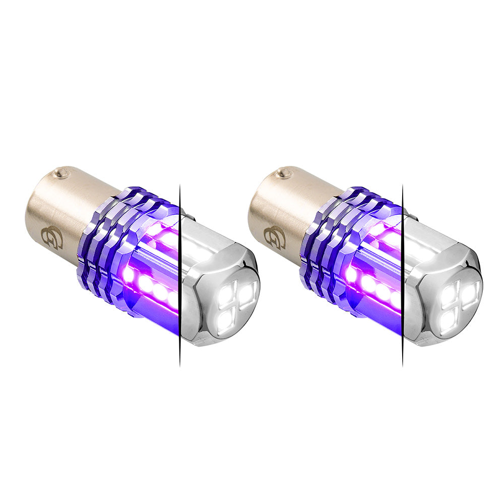 Dual White Base High Power Tower LED 1157 Mini Bulb - Pair