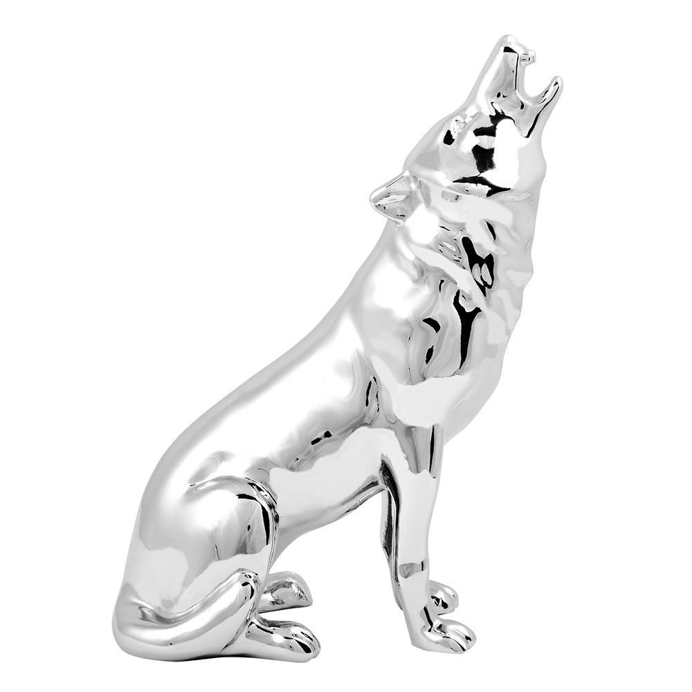 Chrome Howling Wolf Hood Ornament