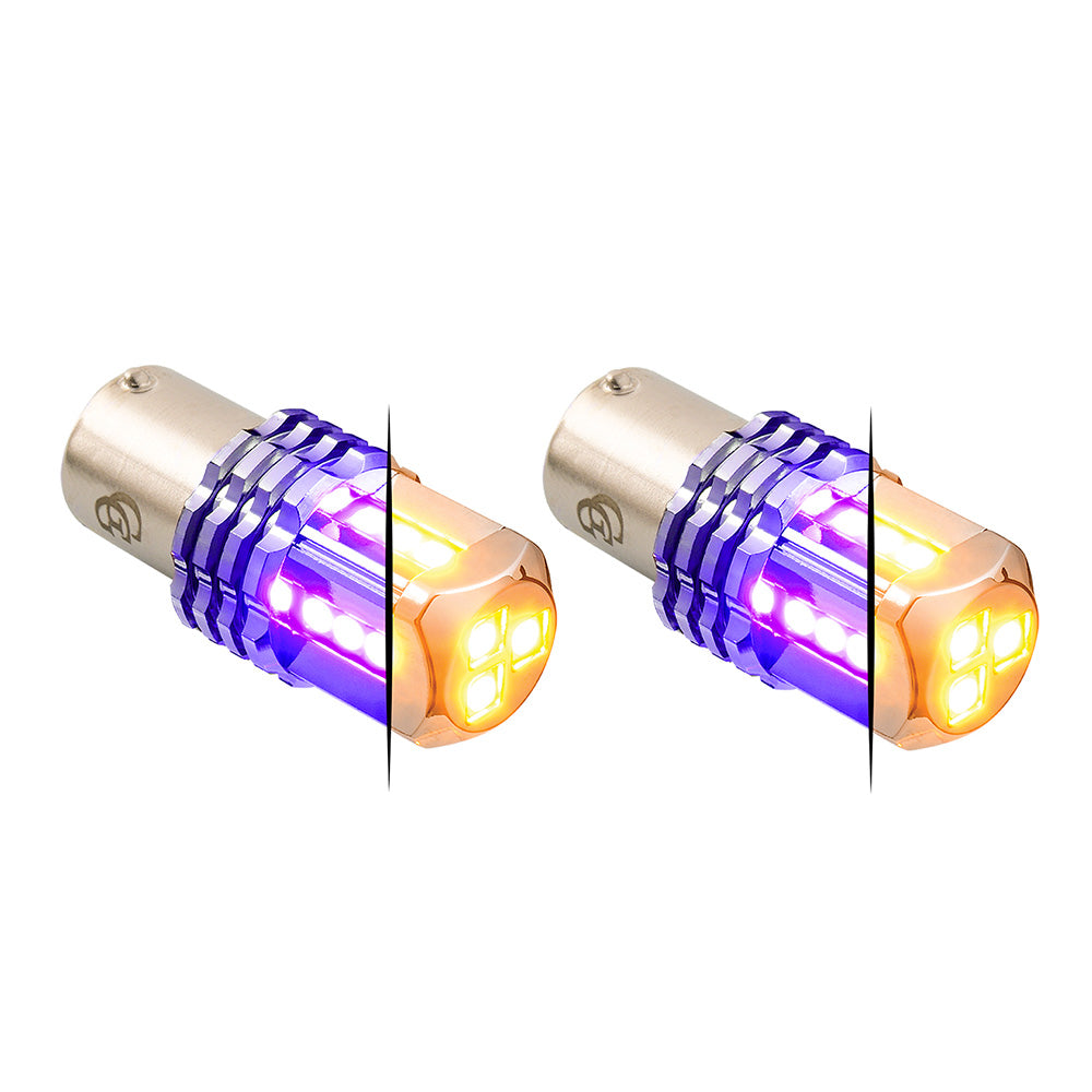Dual Amber Base High Power Tower LED 1157 Mini Bulb - Pair