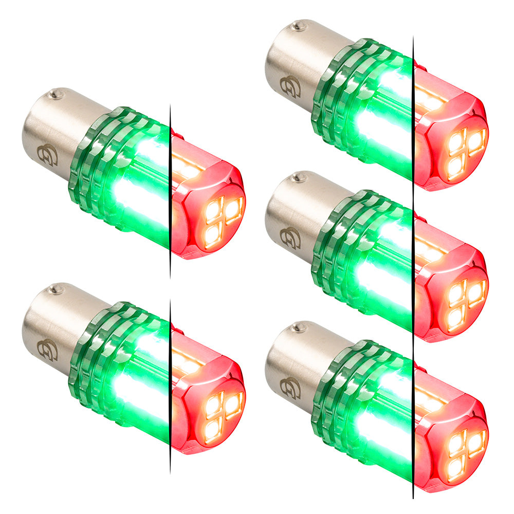 Dual Red Base High Power Tower LED 1157 Mini Bulb - 5 Pack