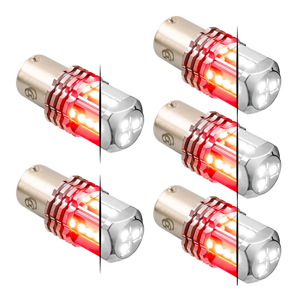 Dual White Base High Power Tower LED 1157 Mini Bulb - 5 Pack
