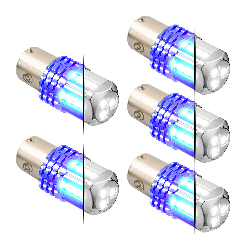 Dual White Base High Power Tower LED 1157 Mini Bulb - 5 Pack