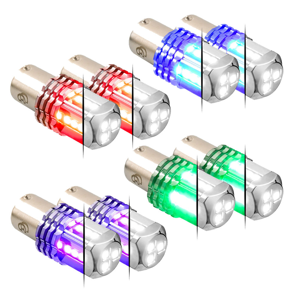 Dual White Base High Power Tower LED 1157 Mini Bulb - Pair