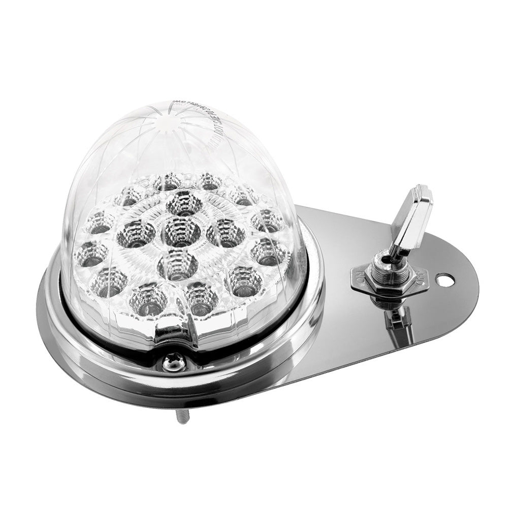 Kenworth Double Fury 17 LED Watermelon Clear Lens Above Door Dome SS Light Kit