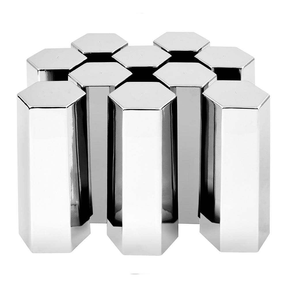 33mm x 5" Chrome Flat Top Hex Nut Cover, Thread On 10PK
