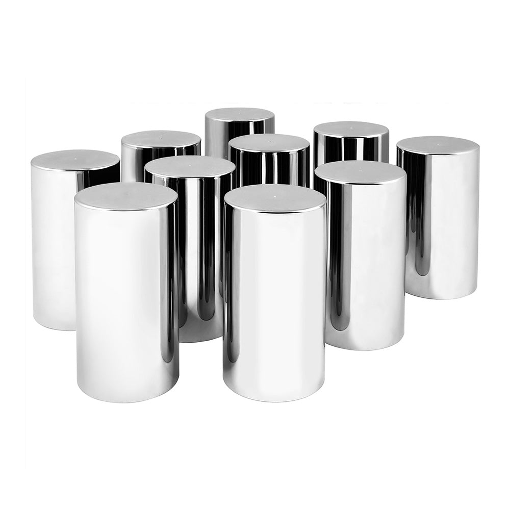 33mm x 4-1/4" Chrome Flat Top Nut Cover, Thread On 10PK