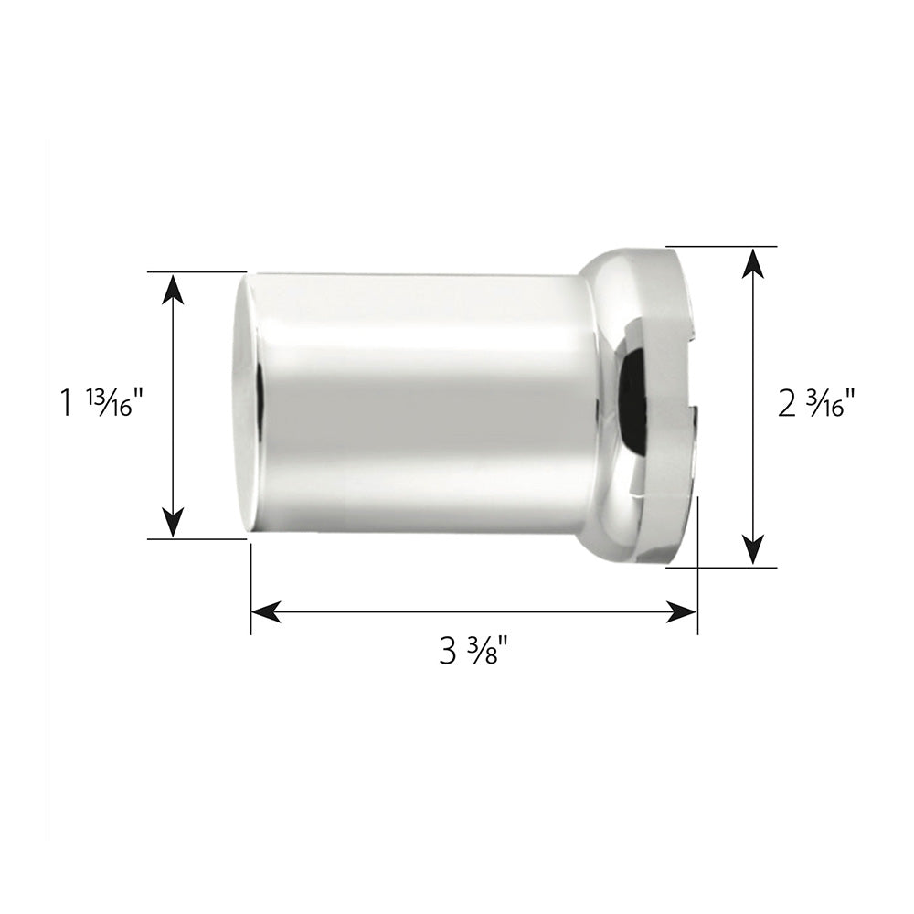 33mm x 3-3/8" Chrome Flat Top Hat Tube Nut Cover, Push On 10PK