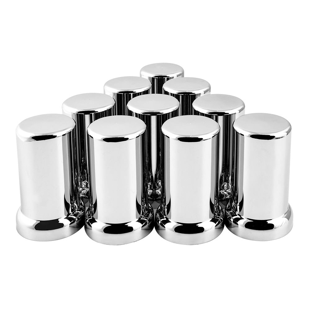 33mm x 2-3/8" Chrome Flat Top Hat Tube Nut Cover, Push On 10PK