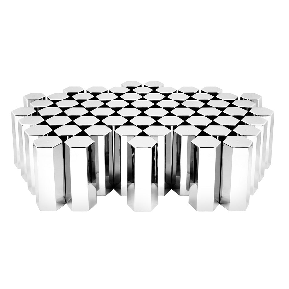 33mm x 5" Chrome Flat Top Hex Nut Cover, Push On - 60PK