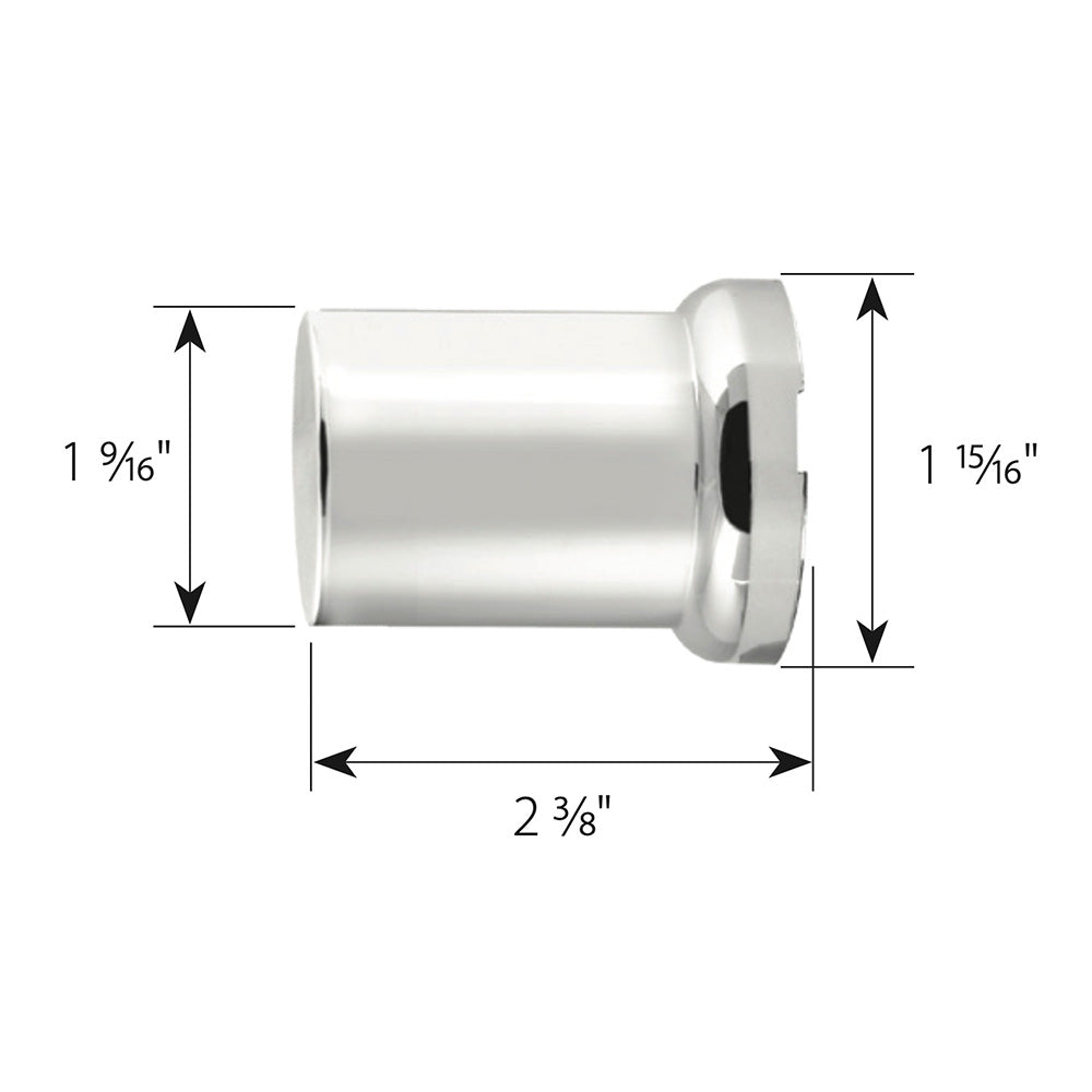 33mm x 2-3/8" Chrome Flat Top Hat Tube Nut Cover, Push On 60PK