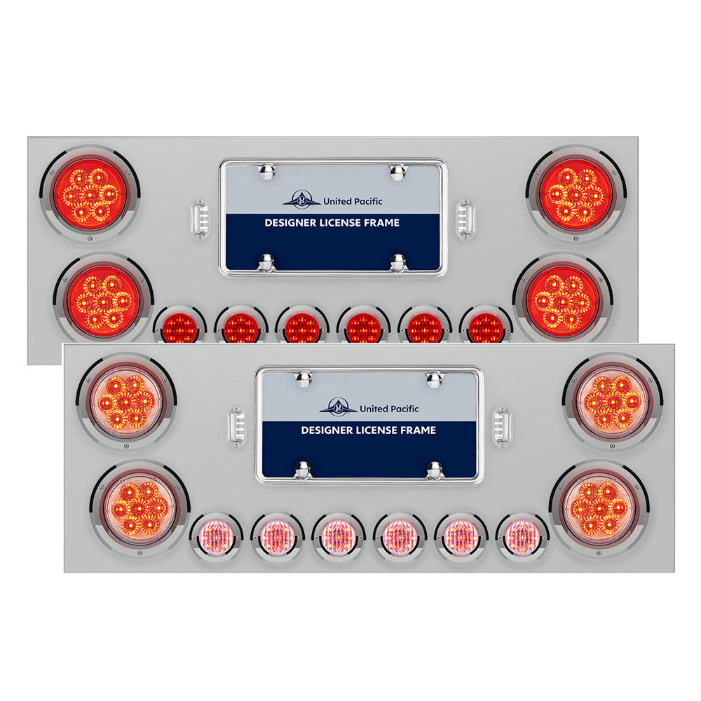 34" Stainless Steel Rear Center Panel with Four 4" and Six 2" LED