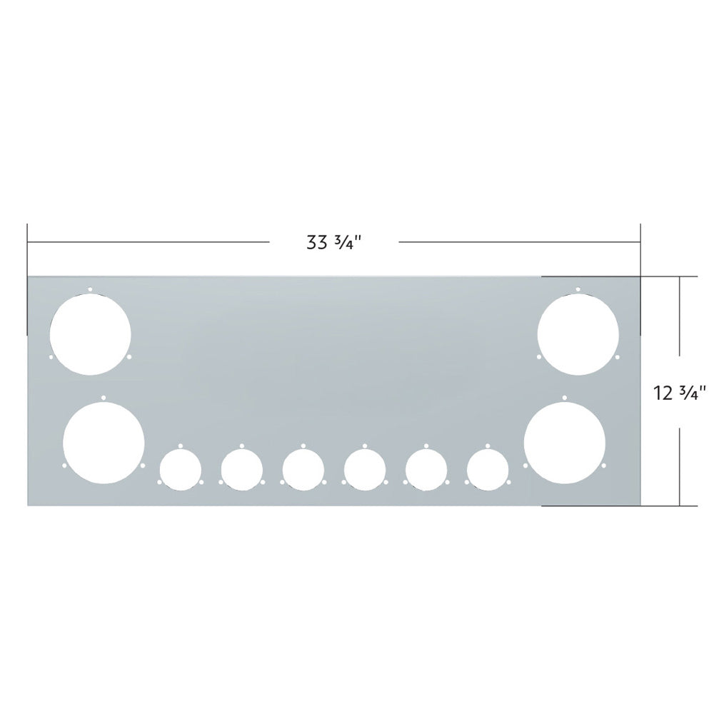 Stainless Steel Rear Center Panel with 4" and 2" Light Cut Outs