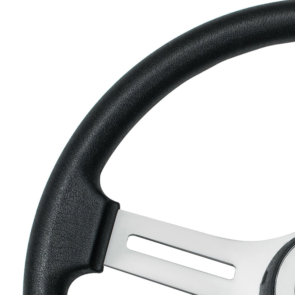 18" Black 4 Spoke Poly Rim Steering Wheel with Horn, Bezel