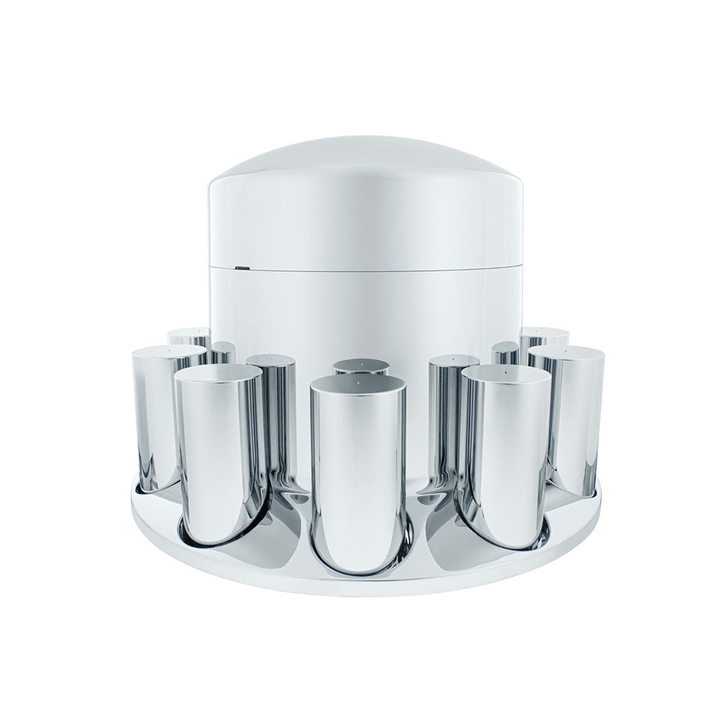 Chrome Extra Tall Rear Axle Cover with 33mm Thread On Tall Nut Covers Kit