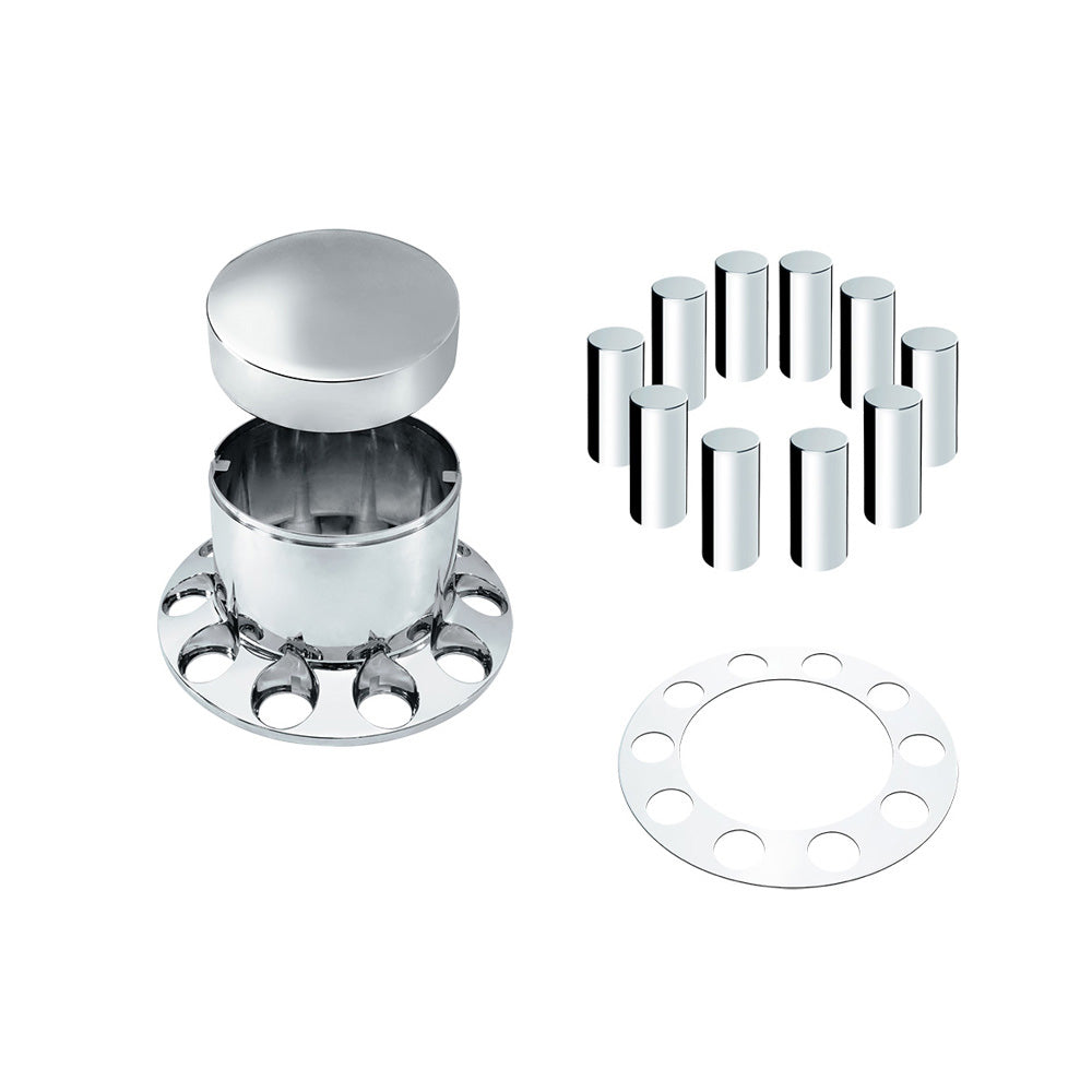 Chrome Extra Tall Rear Axle Cover with 33mm Thread On Tall Nut Covers Kit