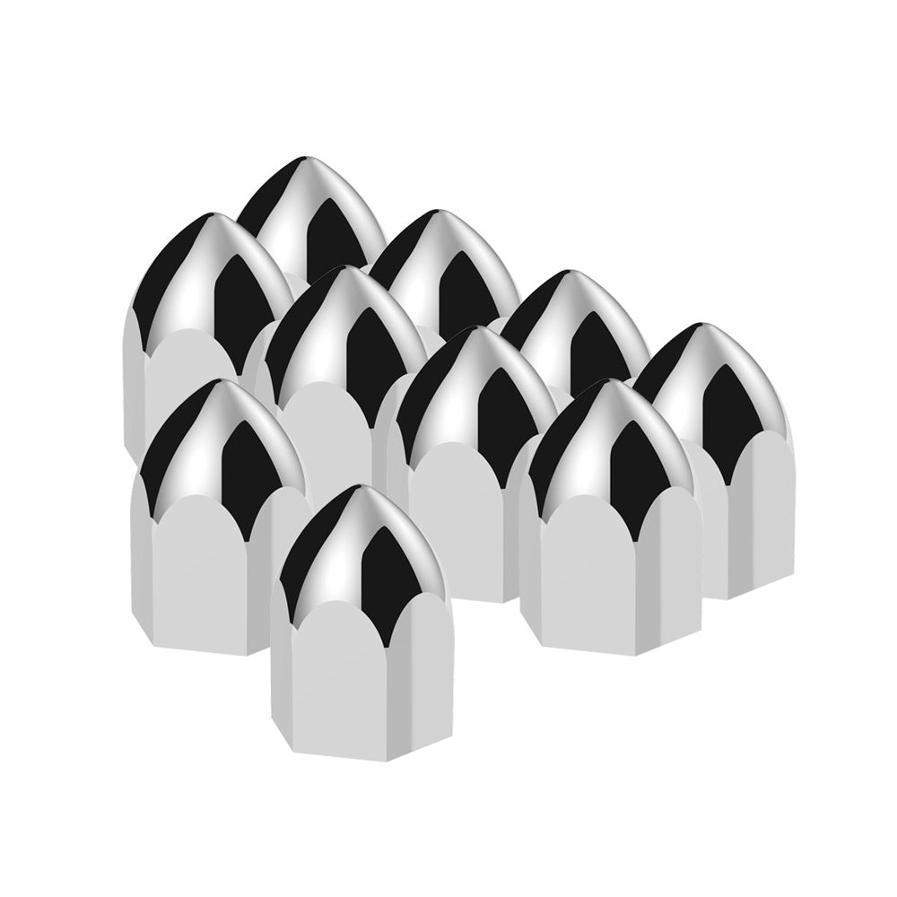11/16" x 1-5/16" Chrome Bullet Push-On Nut Covers - 10 Pk