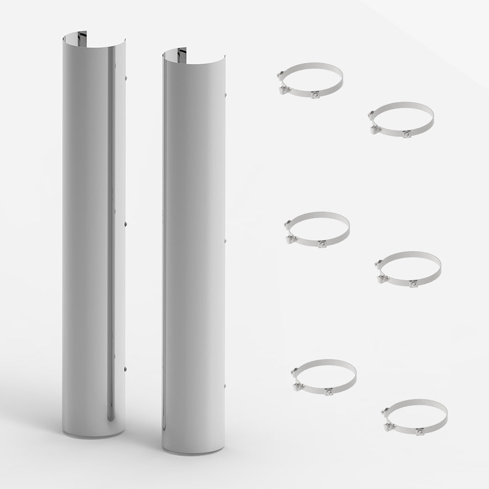 8" x 60"L Stainless Steel Exhaust Shield with Clamps