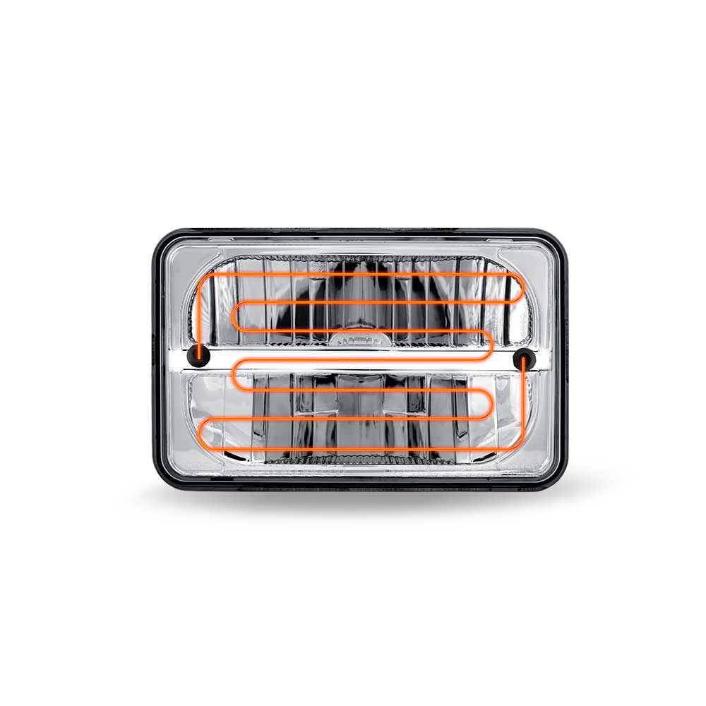 4" x 6" Heated LED High Beam Reflector Head Light with White Glow Accent