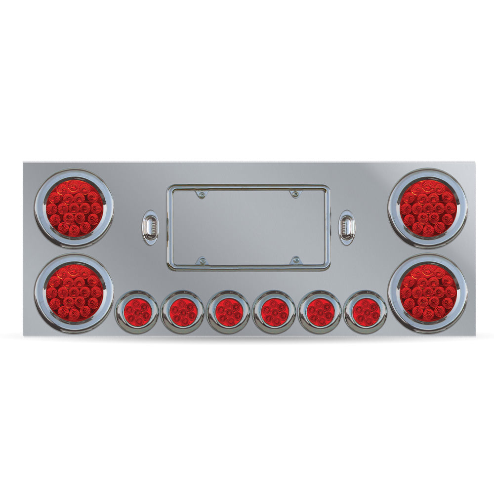 Stainless Steel Rear Center Panel with 4" and 2" Red/Red LEDs