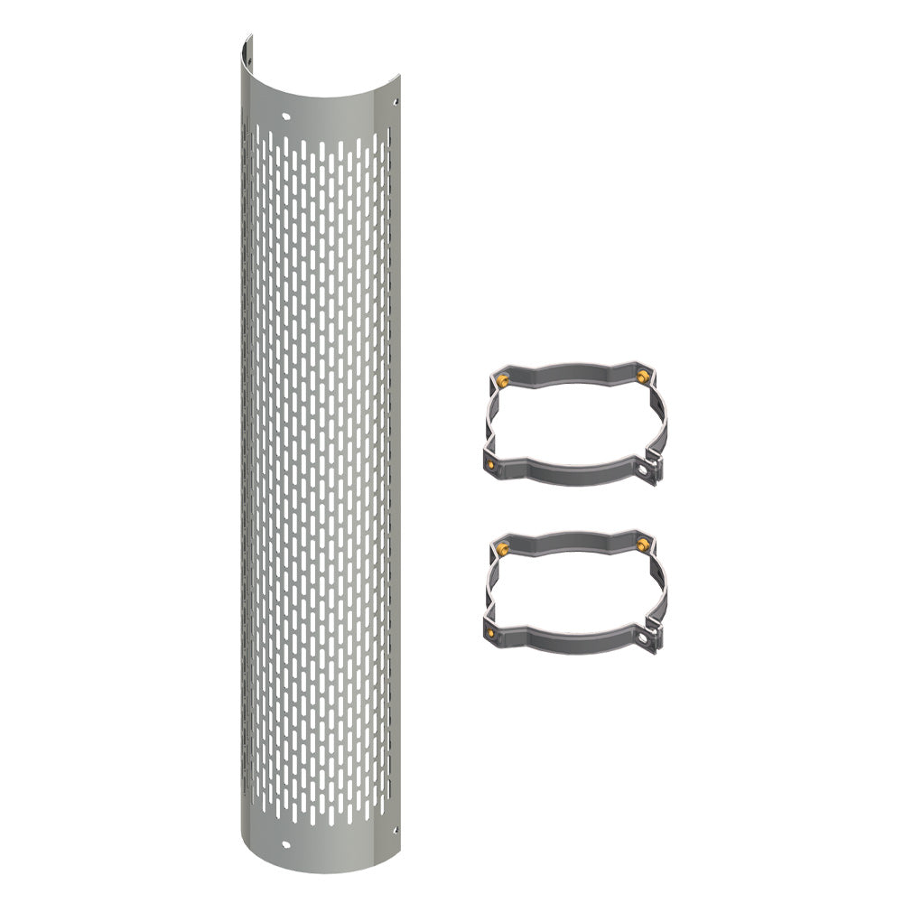 48" Heatshield with Vertical Cutouts, Two Clamps