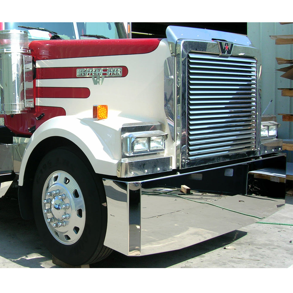 18" Western Star 4964 Set Back Axle SS Bumper with Tow, Step Holes