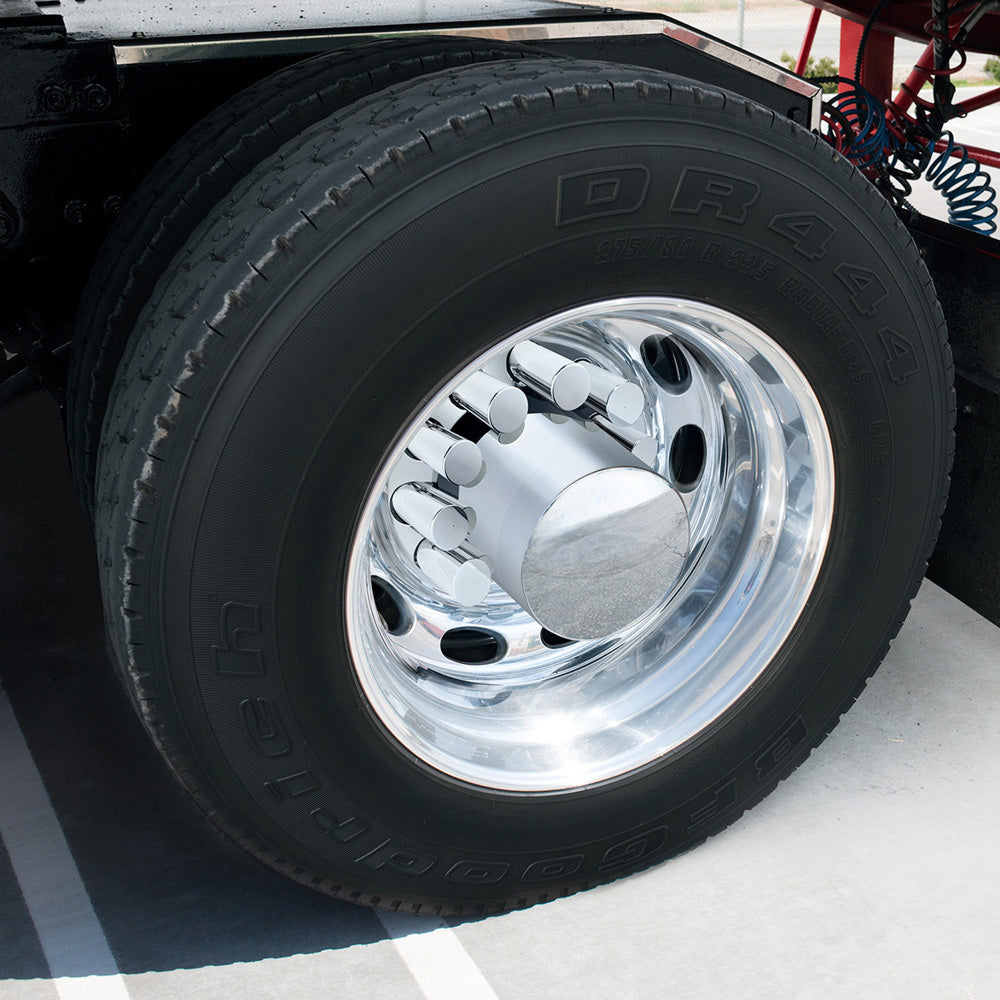 Chrome Extra Tall Flat Top Rear Axle Cover Kit