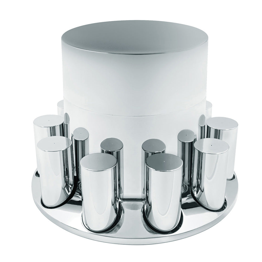 Chrome Extra Tall Flat Top Rear Axle Cover Kit