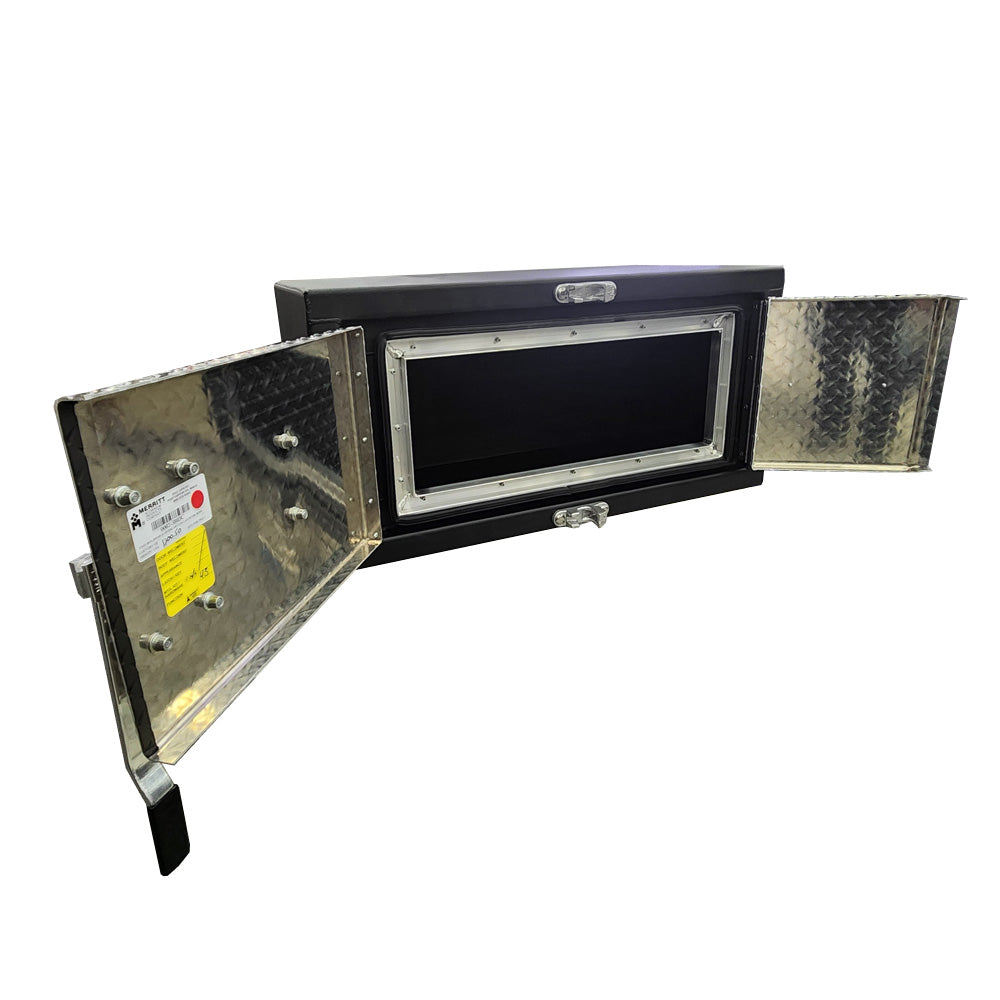 36" x 18" x 18" Textured Black Powder Coat Tool Box with Diamond Plate Doors