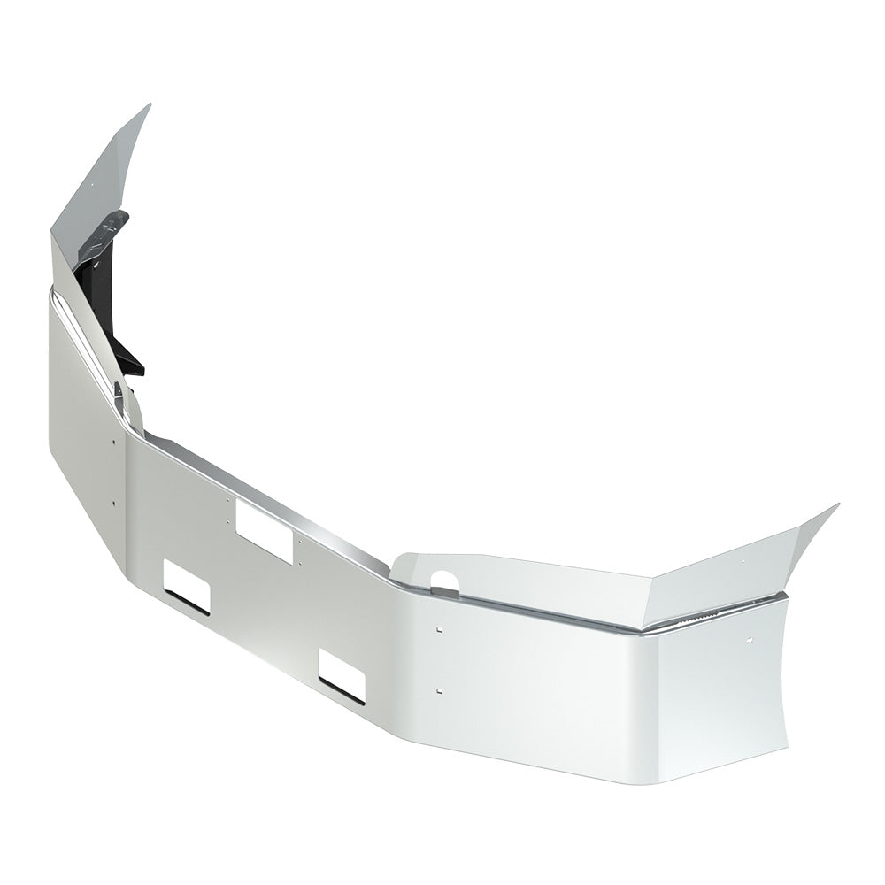 FL Cascadia 18" Set Back Chrome Bumper with Fog, Tow, and Radar Cut Outs