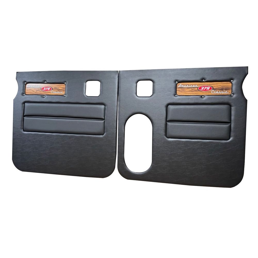 Peterbilt 379 American Classic Black Door Panel with Laminated Wood Logo